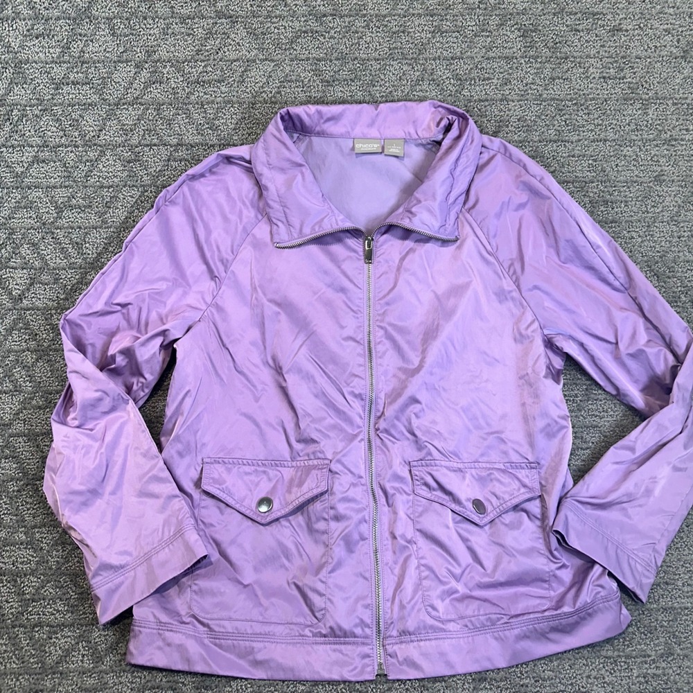 Chicos‎ Zenergy Lightweight Zip Front Jacket Lavender Women's Size 1